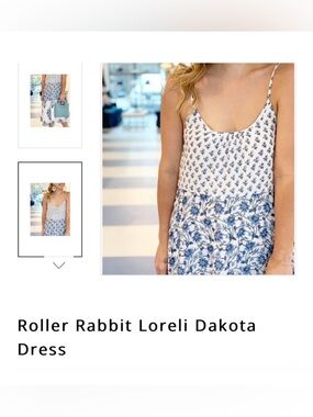 Roller Rabbit White Dress with Blue Floral Accents